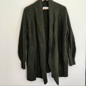 Loft Olive Green Knit Open Long Cardigan